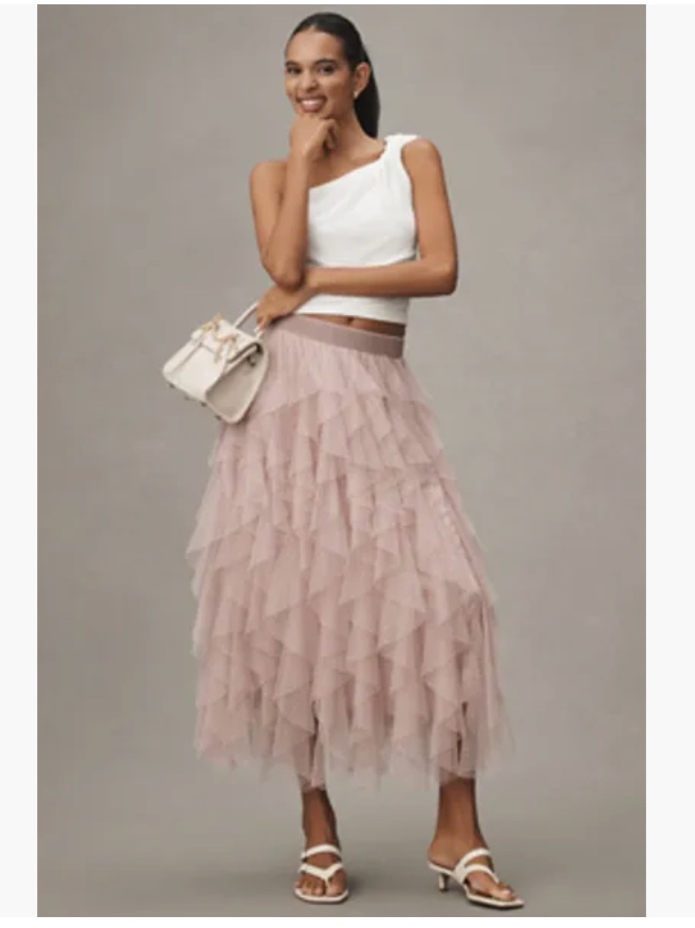 NWT Anthropologie The Cheri Ruffled Tulle Midi Skirt, S Petite - Picture 2 of 13